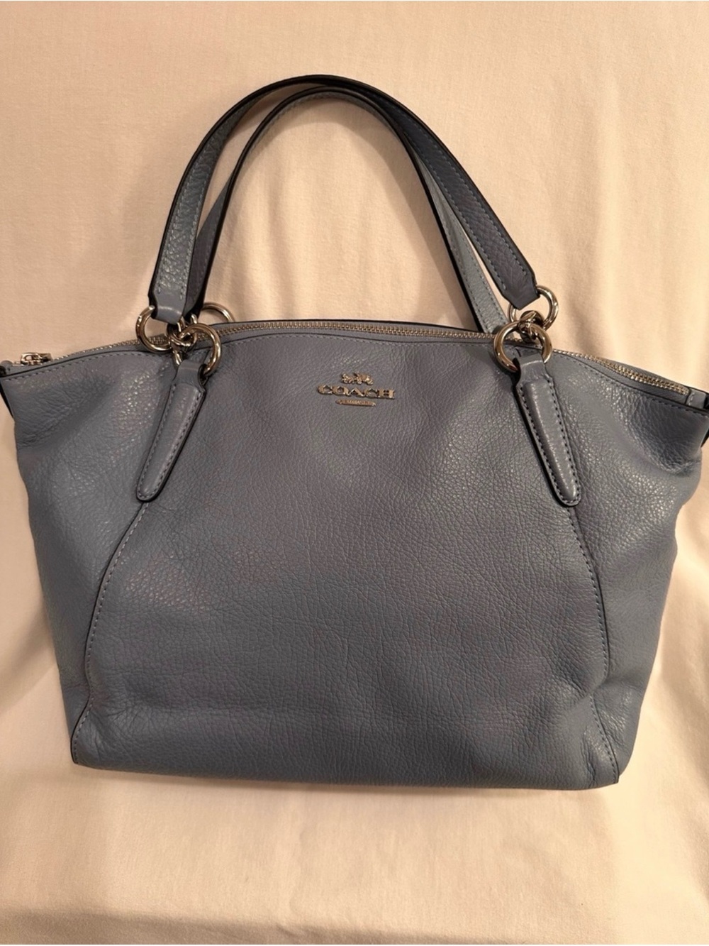 Coach f26917 Kelsey Slate Blue Gray small purse leather w/strap w/dust bag
